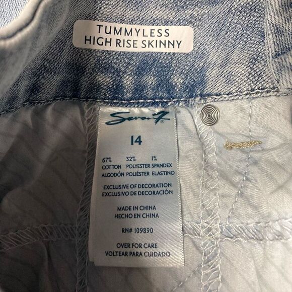 SEVEN7 Women’s Distressed High Rise Skinny Slimming Control‎ Jeans Size 14 Blue - Picture 7 of 11